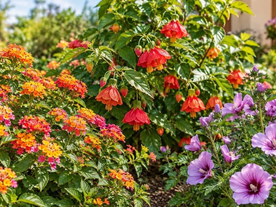Arbustos floridos de fácil manutenção para primavera: lantana, abútilon e malva