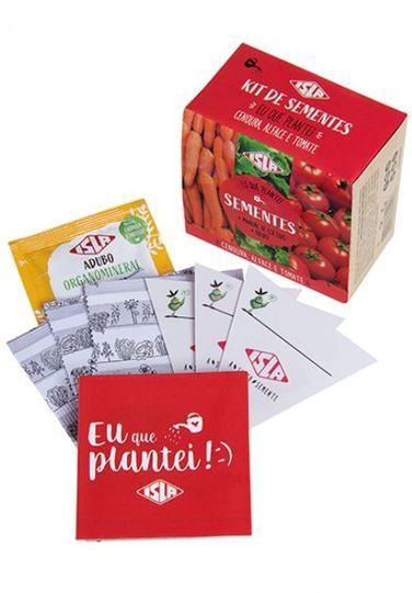 KIT DE SEMENTES "Eu que plantei Alface, Tomate e Cenoura"