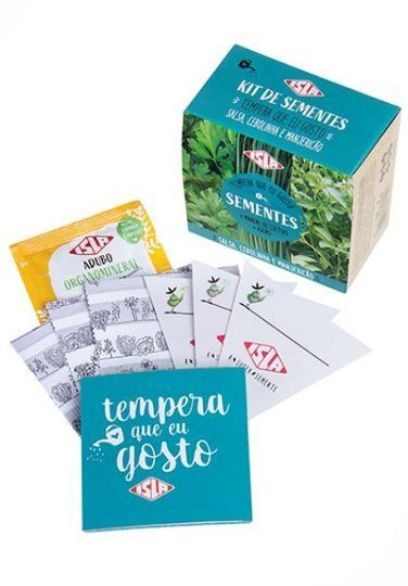 KIT DE SEMENTES "Tempera que eu gosto Salsa, Cebolinha e Manjericão"